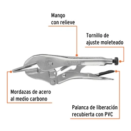 Truper PPP-8R, Pinza de presión, hojalatera, 8", mordazas de acero al carbono