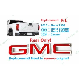 Auto GMC Rear Tailgate White Red GMC Emblem GMC Sierra 1500 2500HD 3500HD CANYON