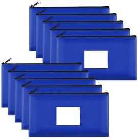 Pojedehy 10-Pack Bank Deposit Money Bags with Zipper, Leather Bags Wallet Pouches with Label, Makeup Bags, for Cash, Coins, Cet Easy Install