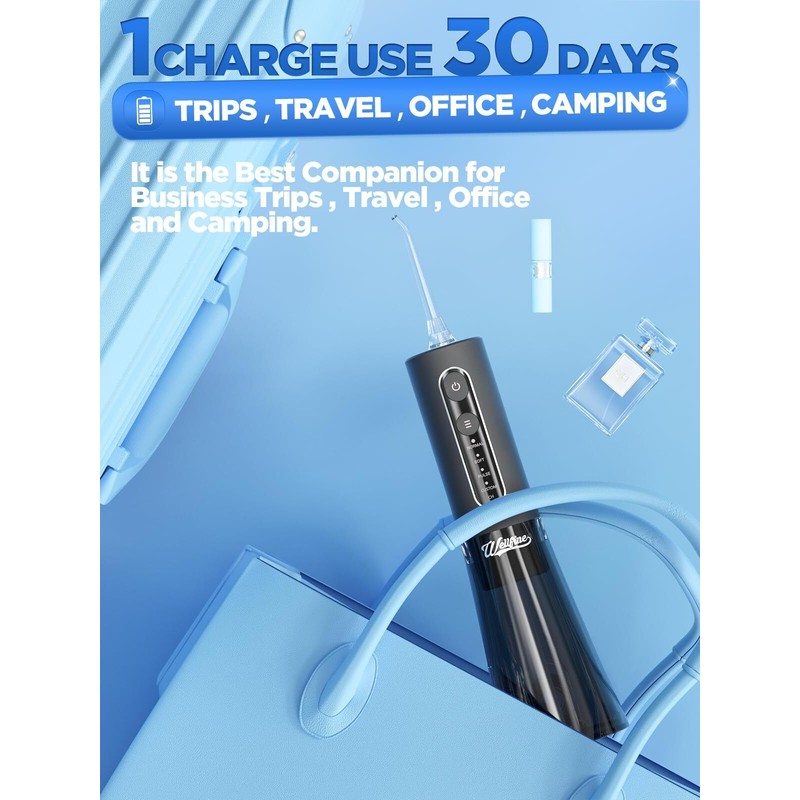 Wellfine Cordless Water Dental Flosser Deep Clean 5 Tips 300ML