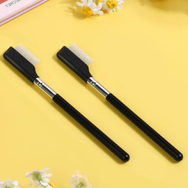2 Pcs Metal Eyebrow Brushes, Eye Brow Brushes Eyelash Comb Separator Lash Separator Tool Professional Eye Brow Brush Eyebrow Grooming Tool with Metal Teeth Makeup Brush Tools for Women (Black)