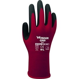 Wondergrip - Neo - WG-1857W Safety Gloves - Single Nitrile Coating - Thin and Light Liner - High Grip & Ergonomic Fit - For Dry-to-Oily Conditions - Red - Medium
