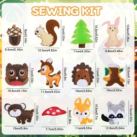 Sewing Kit Children from 6 Years, 12 Pieces Felt Animals Sewing Set for Beginners, DIY Animal Shapes Felt Craft Set with Embroidery Thread, Needles, Stuffing Cotton, Scissors Animals Sewing Kit