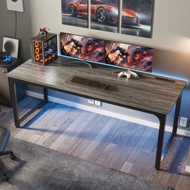 Huuger 63 Inch Desk with Power Outlets & USB-C, Deeper