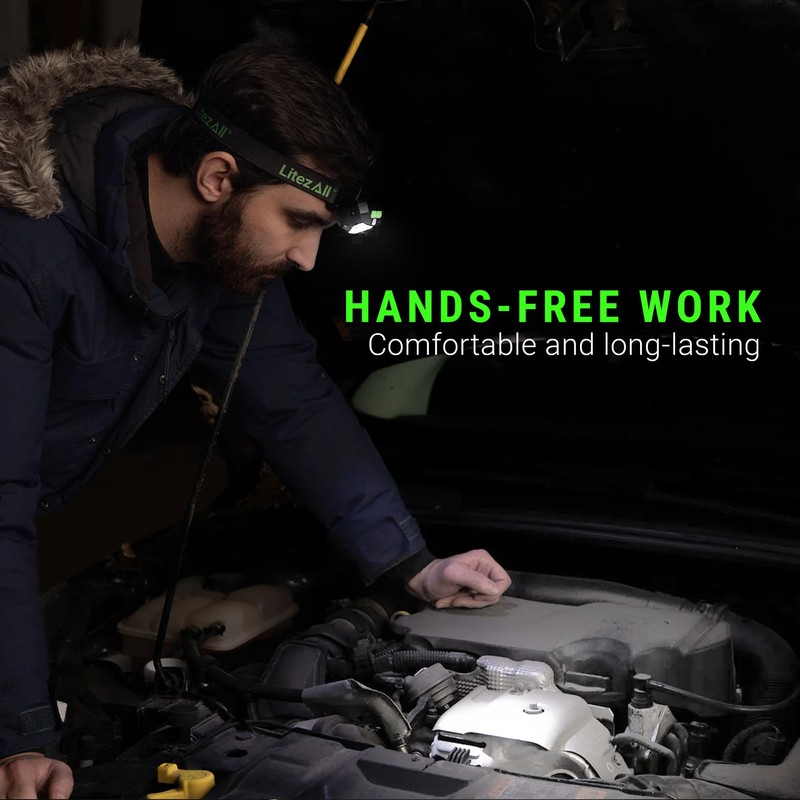 LitezAll Quattro 4 Mode LED Headlamp - Rechargeable Hands-Free Lighting