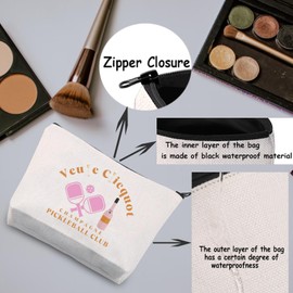 TSOTMO Pickleball Makeup Bag PickleBall Club Gift For Pickleball Lovers Champagne Pickleball Gift Pickleball Player Coach Gift (PICKLEBALL CLUB)