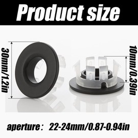 2 Pack Sink Overflow Cover, Bathroom Vanity Sink Basin Overflow Ring Sink Hole Cover Insert in Round Trim Cap, Black