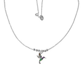 Agalea | Collar de Plata Ley .925 con Dije de Colibrí con Opalo de 45 cm para mujer