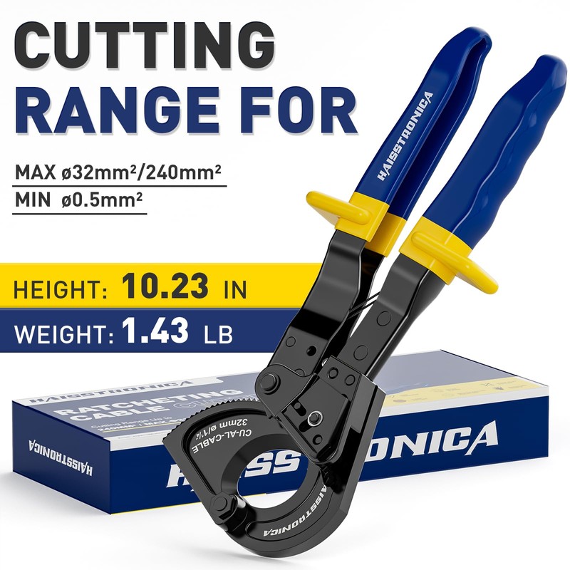 haisstronica Cable Cutters Ratcheting Cable Cutter Heavy Duty Wire Cutters