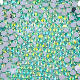 1000 Pieces SS20 5mm Flatback AB Rhinestones Clear Glass Round Gems Crystals for Nail Art DIY Crafts Clothes Shoes Bags （Light Green）