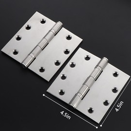 2 PCS Stainless Steel Door Hinges, 4.5 x 4.5 x 0.12 Inch Heavy Duty Hinges