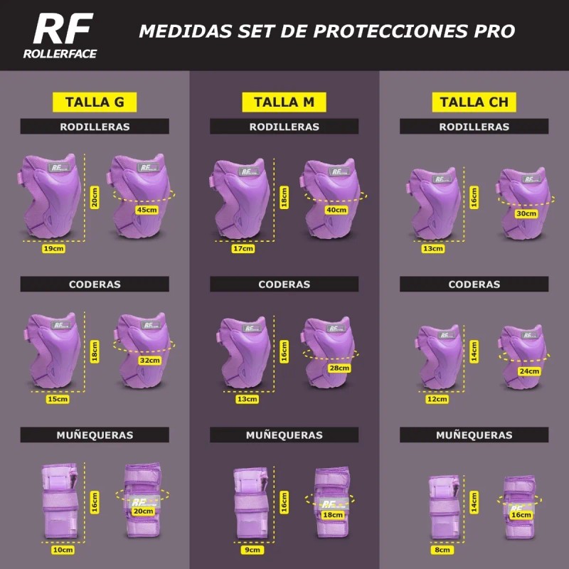 Set De Protecciones Patinaje Pro Lila, Rollerface