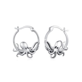 OHAYOO Octopus Earrings 925 Sterling Silver Vintage Animal Hoop Earrings Hypoallergenic Jewelry Gifts for Women Girls…