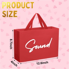 Kolldenn 5 Senses Gift Bags for Him Her with Ribbon Handles Sight Smell Touch Taste Sound Paper Gift Bags for Men Women Birthday Wedding Anniversary Party(Red,12.6 x 8.7 x 4 Inches)