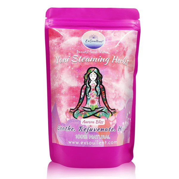 ExSoullent V Steam Herbs - 100% Natural Vaginal Steam, 10 Yoni Herbs Aurora Bliss Blend with Filter Bag | Soothe. Rejuvenate. Heal (2-4 Steams)