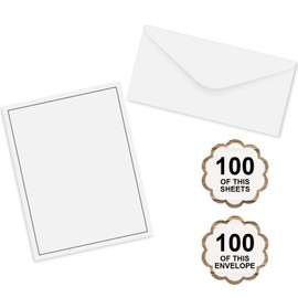 Eersida 150 Sheets Vintage Stationery Paper and Envelopes Letter Set Includes 100 Vintage Letter Writing Paper and 50 Envelope for Office Library(8.5 x 11 Inch,Blank Style)