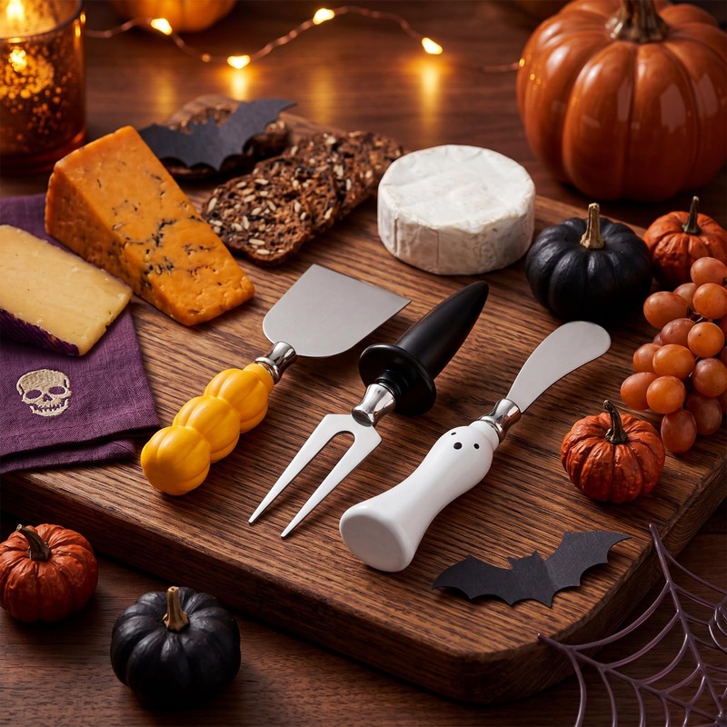 Potchen 3 Pcs Halloween Cheese Knives Spreader Set, Ghost Cheese