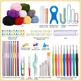 Qzma Crochet Kit for Beginners, 102 PCS Crocheting Kit Beginner, Crochet Starter Kit, Crochet Hook Set with Crochet Yarn and Crochet Accessories, Beginner Crochet Yarn Kit for Adults