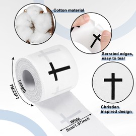 Geiserailie 4 Pcs Christian Athletic Tape with Cross Sports Tape 2in x 23ft Jesus Cotton Wrist Tape for Sports Athlete Trainers Tennis Gymnastics Boxing Athlete First Aid Injury Wrap