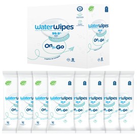WaterWipes WaterWipes On The Go Wipes, 99.9% Water-Based Wipes for Travel, Sports, and to Refresh Skin, Unscented & Hypoallergenic, 224 Count (8 Packs)