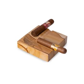 Handcrafted Genuine Marble Cigar Ashtray with Four Cigar Rests, Weather Proof, Ideal for Outdoors, Patio Cigar Ashtray (Natural)