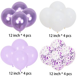 Happy Birthday Banner Party Decoration Set,Purple Birthday Decoration,16 Pcs 12in Happy Birthday Balloons with 2 Ribbons for for Women Men Boys Girls Any Ages Birthday Party Decoration Supplies