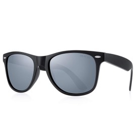 OLIEYE Polarized Sunglasses for Men and Women TR90 Frame Driving Sun glasses 100% UV Blocking (Matte Black&Silver, 55)