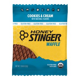 Honey Stinger Honey Stinger Organic Gluten Free Cookies & Cream Waffle | Energy Stroopwafel for Exercise, Endurance and Performance | Sports Nutrition for Home & Gym, Pre & During Workout | 16 Waffles, 16.96 Ounce