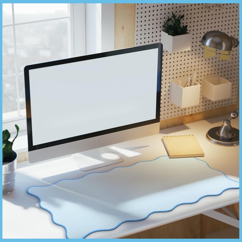 Hahafelt Scalloped Desk Mat Large Scalloped Piping Cute Desk Mat