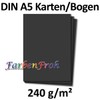 50 DIN A5 Paper Sheets, Plano Sheet, Black, 240 g/m²,
