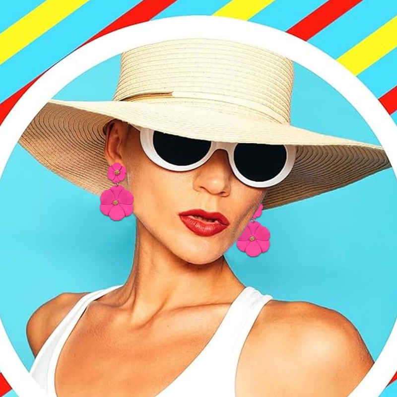 QKEPCY Flower Earrings for Women Resin Flower Earrings Daisy Pendant