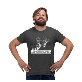 Large Heather Black Mens Some People Just Need A Pat On The Back Funny Gift T-Shirt