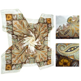 LilMents 4 Mixed Designs Large 35" × 35" Square Polyester Satin Neck Head Scarf Scarves Set (Set Y16)