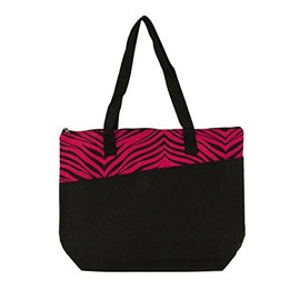 Colors Zebra Stripes Tote Bag/Reusable Grocery Tote Bag/Colorful Tote Bag (Hot Pink)