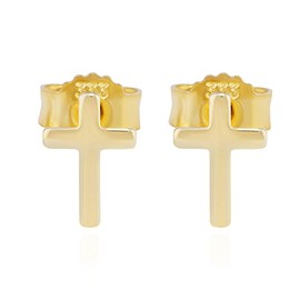 NKlaus Paar Kreuz Ohrstecker 333 Gelb Gold 8 Karat 7x5mm Kruzfix Ohrringe klein 11908