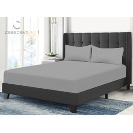 200 Thread Count Hotel Quality Bedding 100% Pure Egyptian Cotton Fitted Sheet - Stretches Up To 25cm Deep (Grey, King: 152x200cm + 25cm Deep)