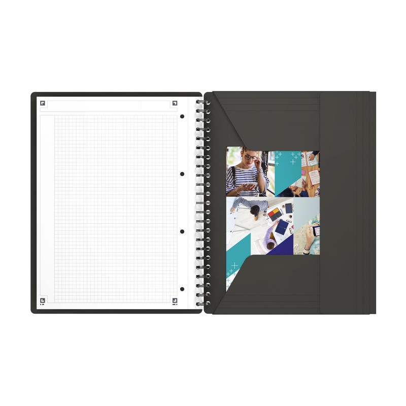 Oxford Meetingbook International A4, kariert, 160 Seiten, mit Gummizugmappe und