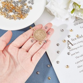 UNICRAFTALE Approximately 240 Pieces, 2 Colors, 0.2 inch (6 mm), 304 Stainless Steel Bead Cap, Cap Beads, Petal Cap, Beads, Cone Cap, Washer, Metal Beads, Metal Beads, Accessories, Cap, Spacer Beads,