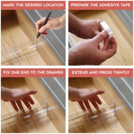 Homiu 8 Pack Drawer Dividers Plastic - 3.2" High,12.1-21.4" Adjustable Drawer Organisers for Clothes - Expandable Dresser Separators in Bathroom, Bedroom, Kitchen, Office Storage Desk Organiser