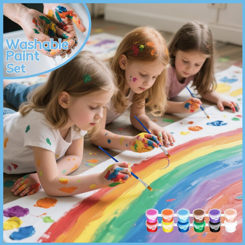 20 Pack Mini Acrylic Paint Set, 12 Colors Washable Paint
