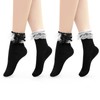 GoGou Ruffle Socks for Women Lace Socks Black White Socks