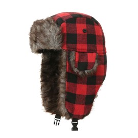 FOSDICK Unisex Aviator Hat, Fur Hat with Ear Flaps, Windproof Trapper Hat, Women Men, Warm Winter Hat, Windproof Bomber Hat, Russian Hat, Fur Hat, Ushanka Ushanka Bomber Hat, multicoloured