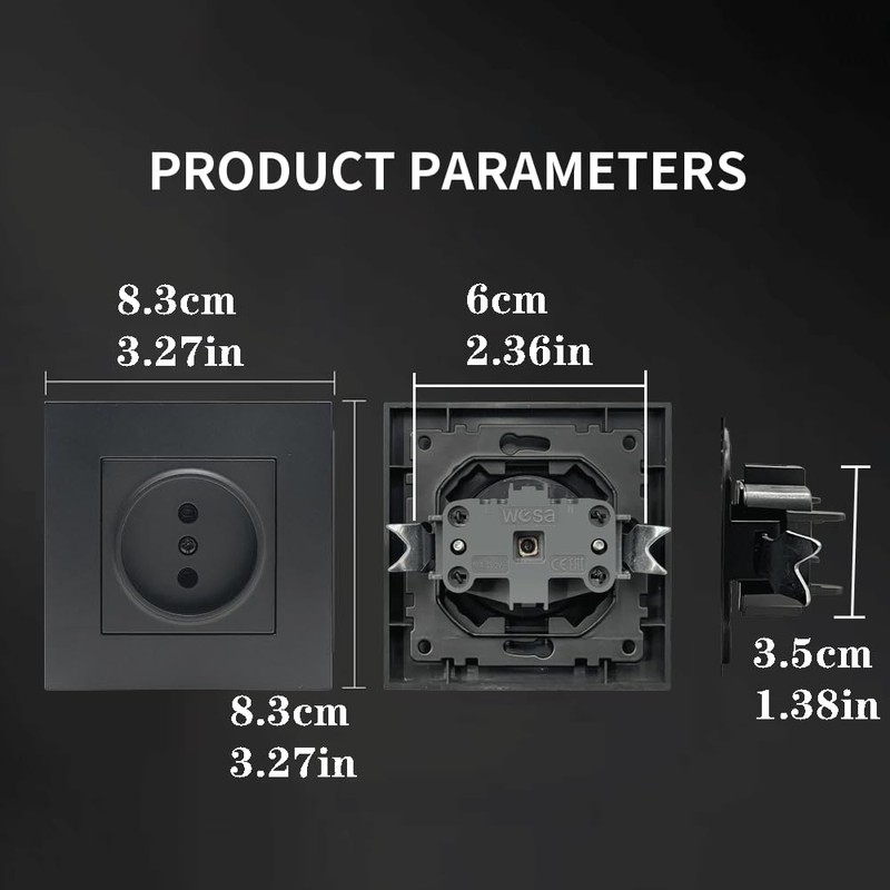 Wall Socket for Flush Mounting, Socket Set for Wall Mounting,