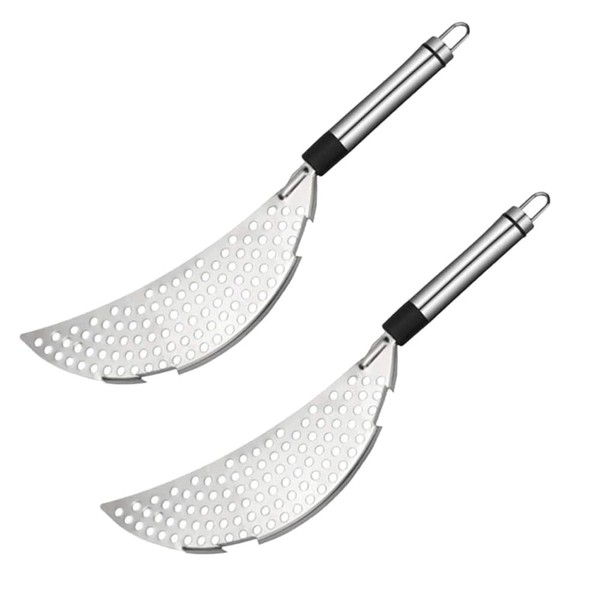Pack of 2 Half Moon Shape Colander with Handle, Stainless