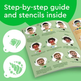 Snazaroo Unicorns & Butterflies Face Painting Palette Kit for Kids & Adults, 8 Colours, 13pcs, Stencils, Brush, Sponge, Guide, Water Based, Easily Washable, Non-Toxic, Makeup, Body Painting & Parties