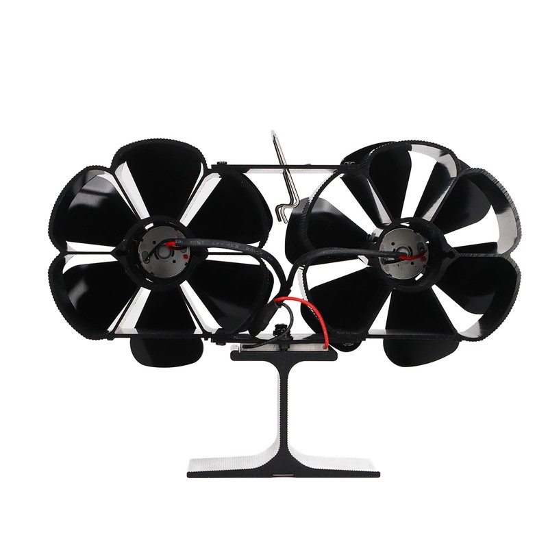 6 Blades Heat Powered Stove Fan Dual Head Fireplace Fan