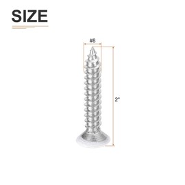 DTGN 100Pcs #8x1 Flat Head Wood Screws, 304 Stainless Steel White Phillips Self Tapping Screws - Good for Woodworking, Furniture - White