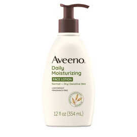 Aveeno Daily Moisturizing Face Lotion with Soothing Prebiotic Oat, Gentle Lotion Nourishes Normal to Dry Skin With Moisture, Facial Lotion for Sensitive Skin, Fragrance-Free, 12 fl. oz