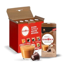 Gimoka Coffee Capsules, Hazelnut Cappuccino Flavour, 50 Aluminium Capsules, Compatible with Nespresso* Household Espresso Machines, Pack of 50 (5 x 10 Drinks), Made in Italy
