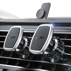 LISEN Magnetic Phone Holder Car Mount [Metal Hook] Car Phone Holder Magnetic [Strongest Magnets] Air Vent Universal Magnetic Car Phone Holder, Car Accessories, Silver